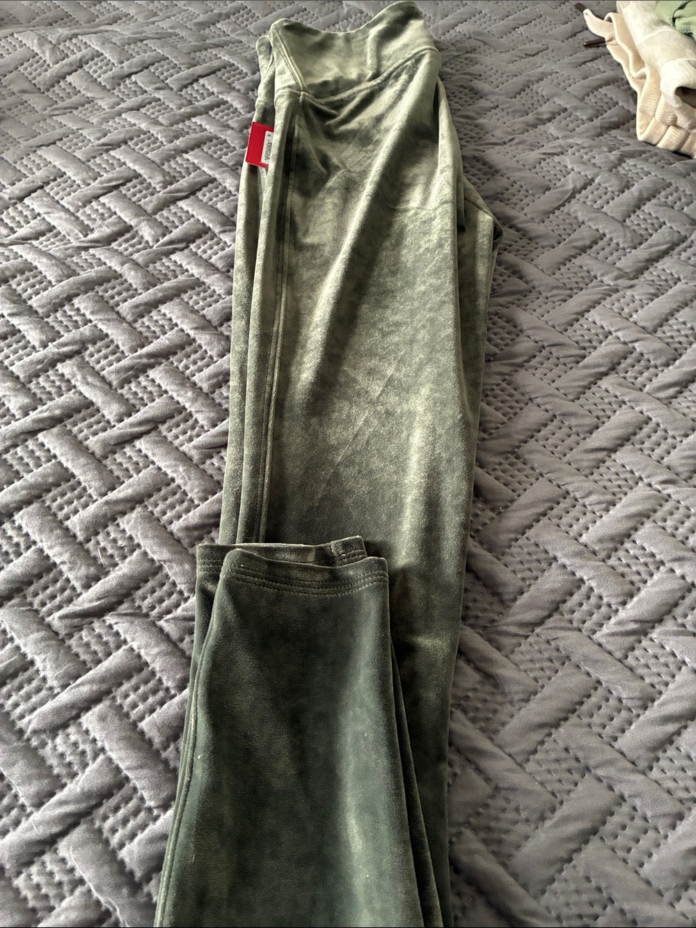 SPANX Olive Green Velvet Lounge Pants